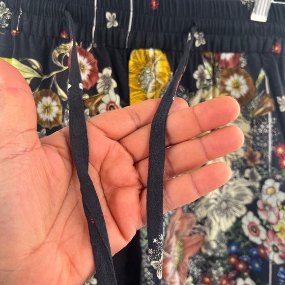 Zara floral trousers drawstring pants size S black - Picture 4 of 8